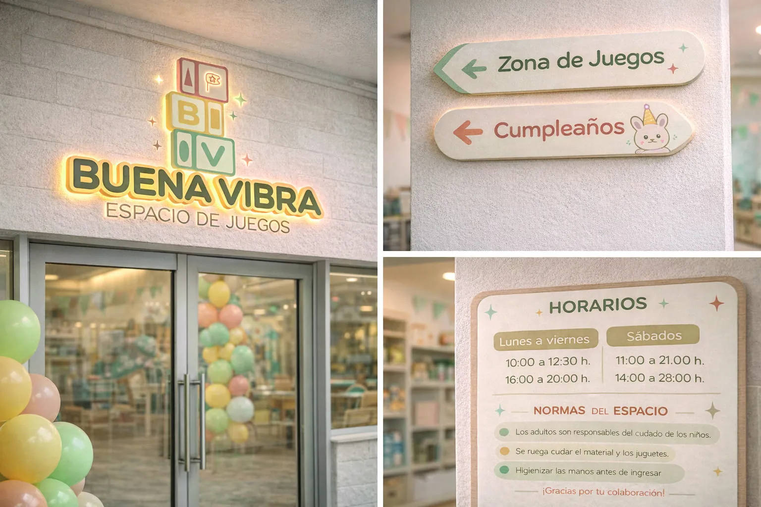 Fachada y cartelería de Buena Vibra
