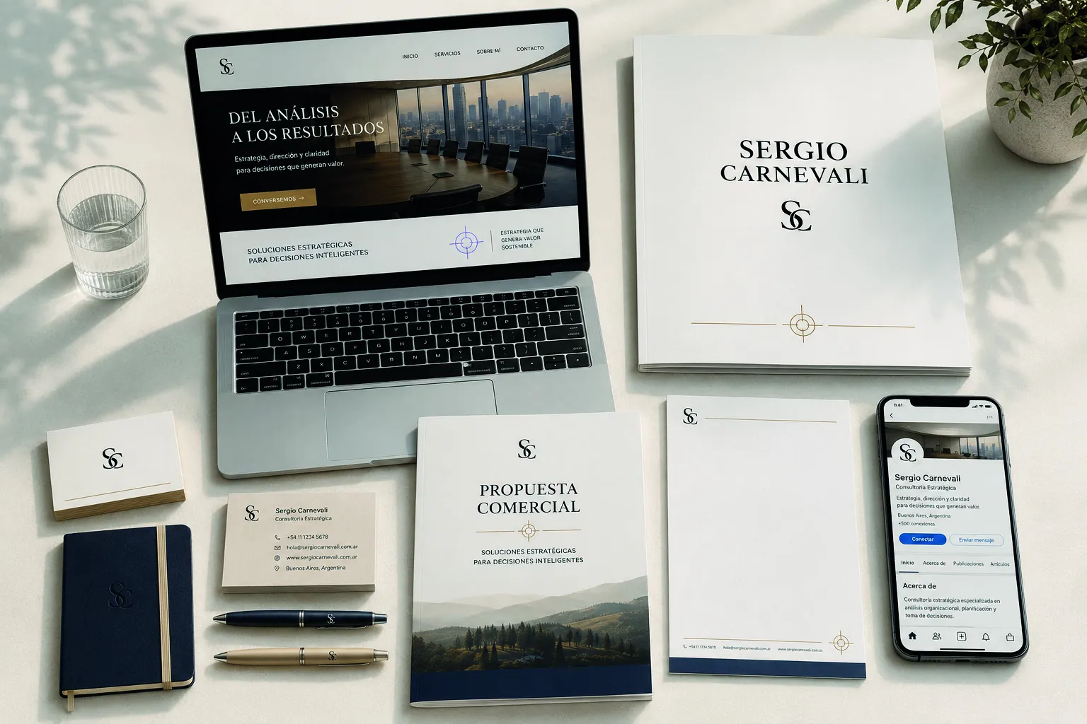 Papelería, propuesta comercial y web de Sergio Carnevali